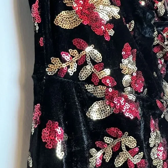 Autumn Adeigbo Rosalie Dress Black Red Gold Sequins Cocktail NWT Sz 6 - Picture 8 of 16